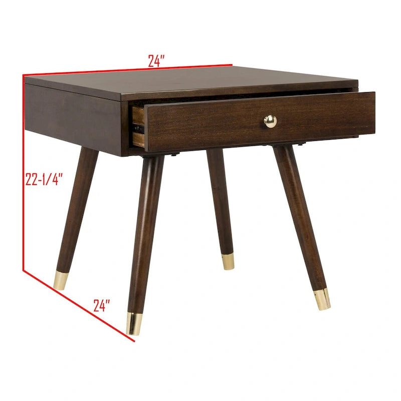Table d'appoint Sunny Mid-Century de SAFAVIEH avec capuchon doré - 24 x 24 x 22,3 - 24 larg. x 24 prof. x 22 haut.