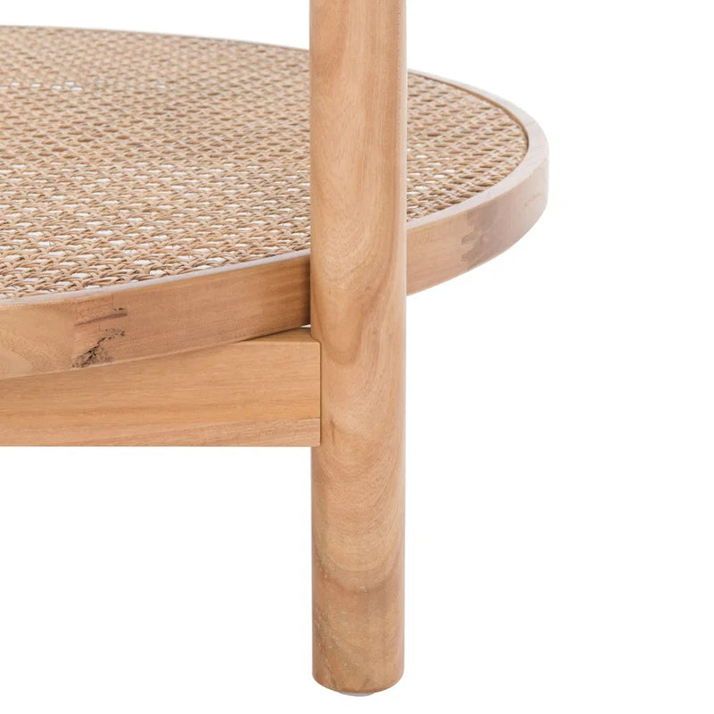 Table basse SAFAVIEH Couture Falak à 2 niveaux en rotin et verre – 35 po larg. x 35 po prof. x 18 po haut. – 35 larg. x 35 prof. x 18 haut.