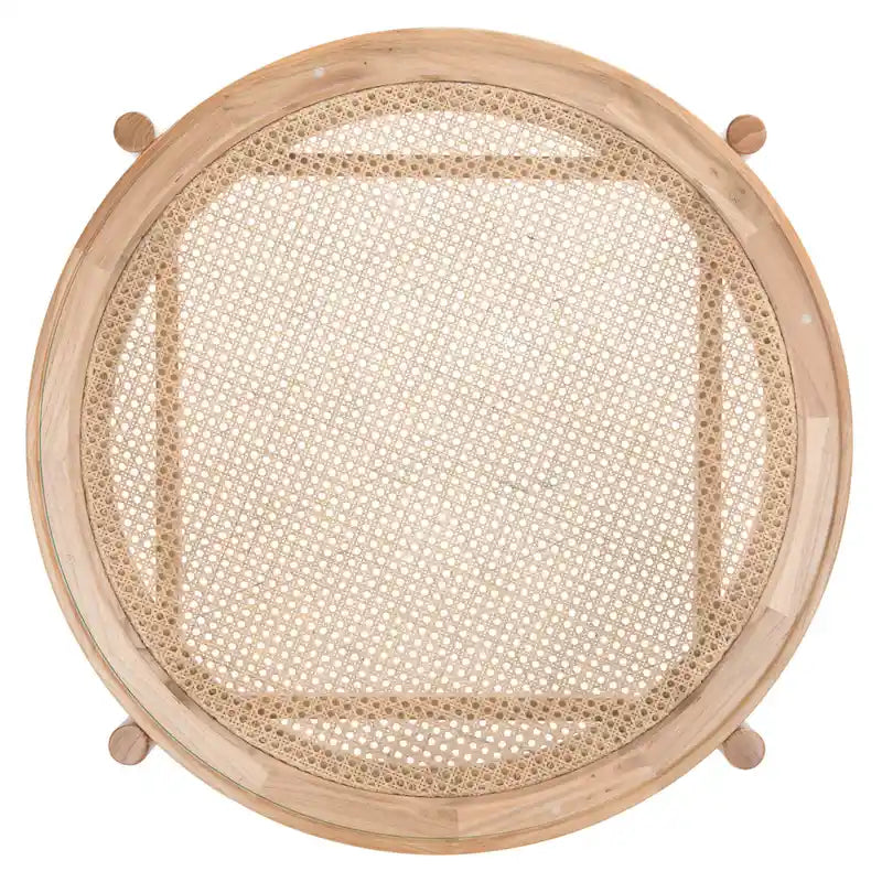 Table basse SAFAVIEH Couture Falak à 2 niveaux en rotin et verre – 35 po larg. x 35 po prof. x 18 po haut. – 35 larg. x 35 prof. x 18 haut.