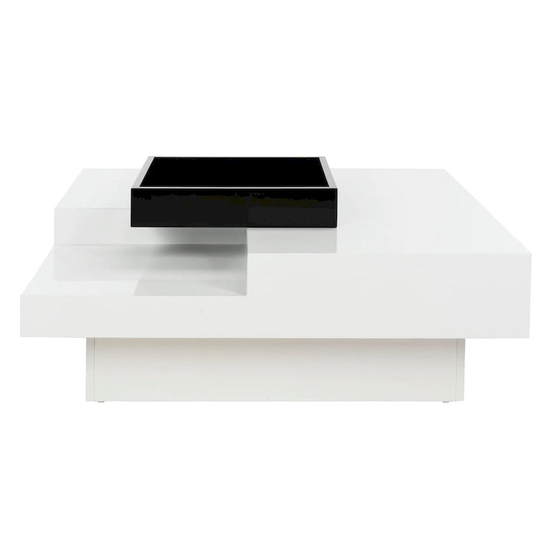 Table basse Phylis blanche/noire SAFAVIEH - 89,9 x 89,9 x 30 cm - 89,9 l x 89,9 P x 30 H cm