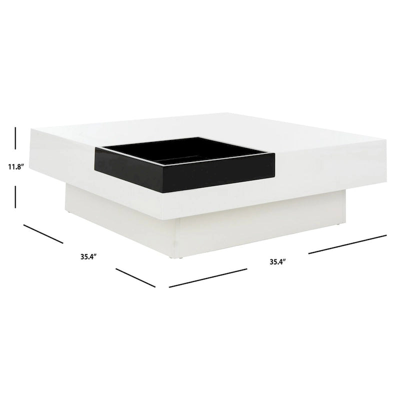 Table basse Phylis blanche/noire SAFAVIEH - 89,9 x 89,9 x 30 cm - 89,9 l x 89,9 P x 30 H cm