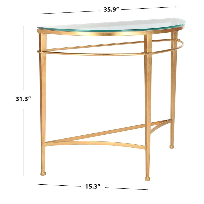 Console SAFAVIEH Couture Zelda en verre, doré antique - 36 po L x 15 po P x 31 po H - 36L x 15P x 31H
