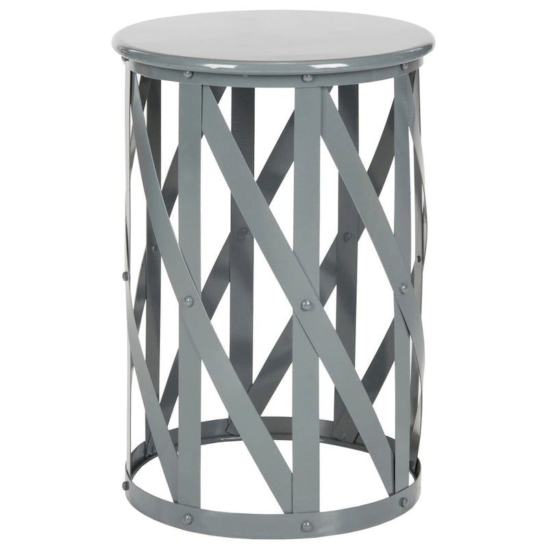 Tabouret en fer à treillis gris Soultana de SAFAVIEH - 14 x 14 x 20.7 - 14 larg. x 14 prof. x 20 haut.