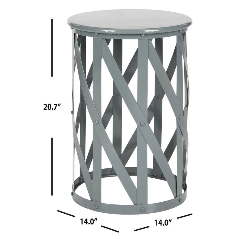 Tabouret en fer à treillis gris Soultana de SAFAVIEH - 14 x 14 x 20.7 - 14 larg. x 14 prof. x 20 haut.
