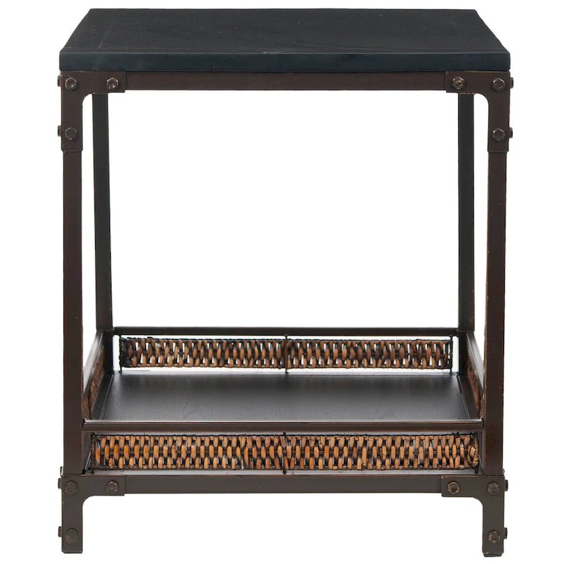 SAFAVIEH Jindra Table d'appoint en osier et bois - 22 x 22 x 25,2 - 22 larg. x 22 prof. x 25 haut.