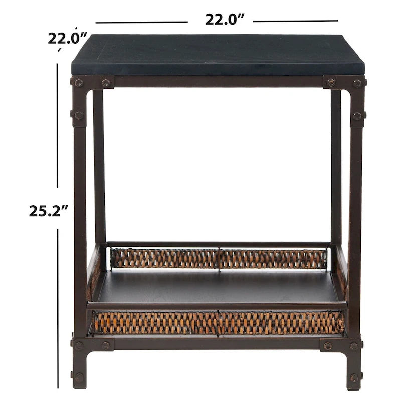 SAFAVIEH Jindra Table d'appoint en osier et bois - 22 x 22 x 25,2 - 22 larg. x 22 prof. x 25 haut.