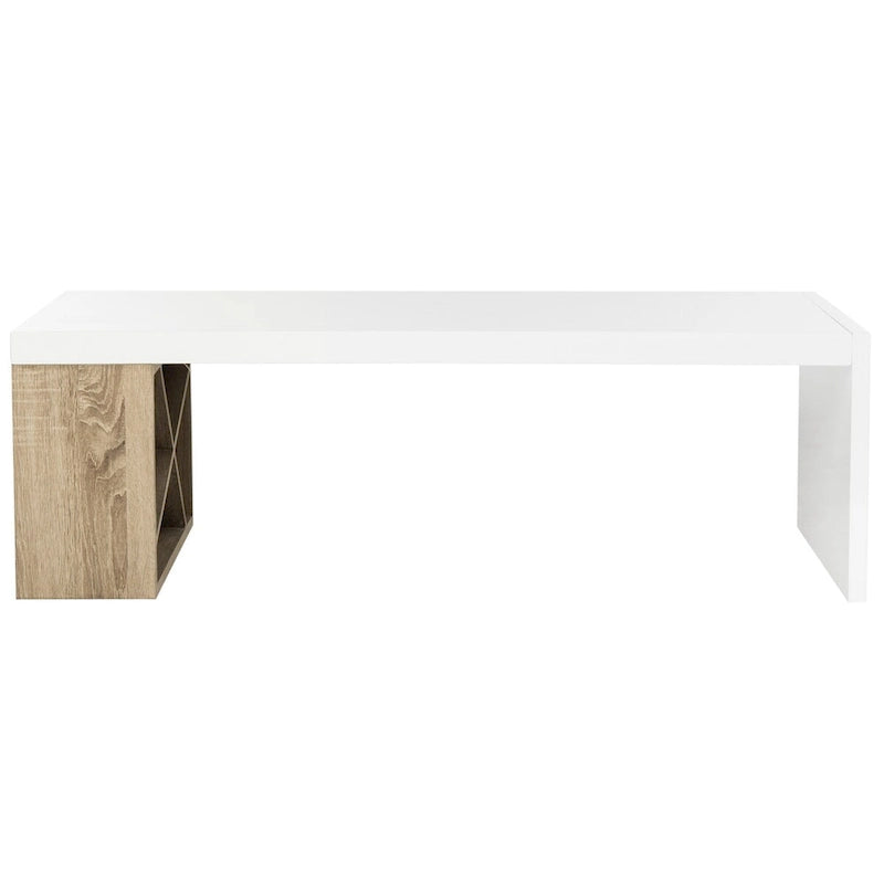 Table Basse Scandinave en Laque avec Rangement Latéral SAFAVIEH Shelva - 47,3 x 23,5 x 15 - 47Lx24Px15H