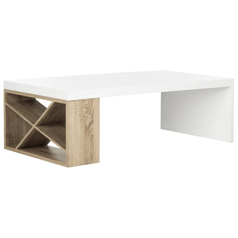 Table Basse Scandinave en Laque avec Rangement Latéral SAFAVIEH Shelva - 47,3 x 23,5 x 15 - 47Lx24Px15H