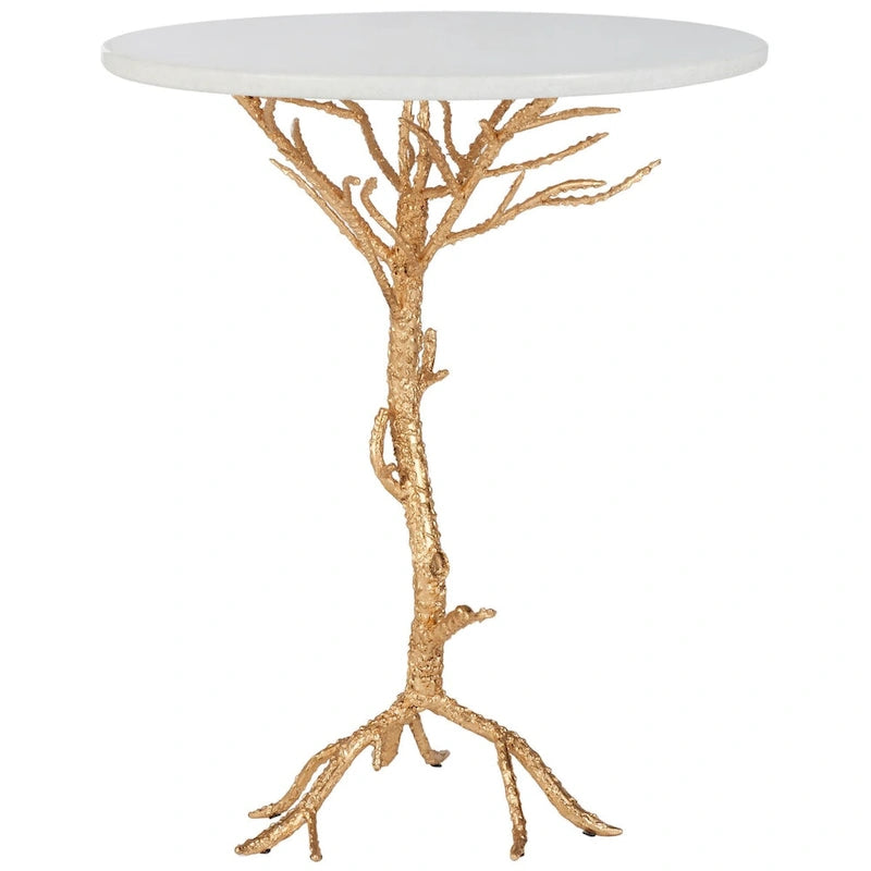 SAFAVIEH Ailene Hidden Treasures - Table d'appoint en granit blanc et laiton - 20 x 20 x 24.6 - 20L x 20P x 25H