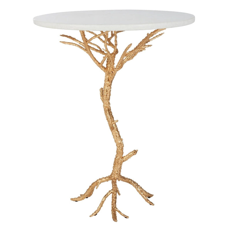 SAFAVIEH Ailene Hidden Treasures - Table d'appoint en granit blanc et laiton - 20 x 20 x 24.6 - 20L x 20P x 25H