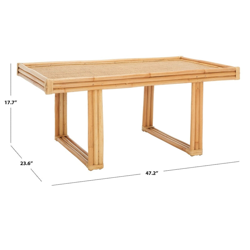 SAFAVIEH Gerdhilde Table basse rectangulaire en rotin, style bohème tropical et côtier - 47 po L x 24 po P x 18 po H - 47L x 24P x 18H