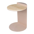 Javier 20 Table d'appoint contemporaine en forme de C, marbre naturel/métal fait à la main, beige/rose beige, par JONATHAN Y.