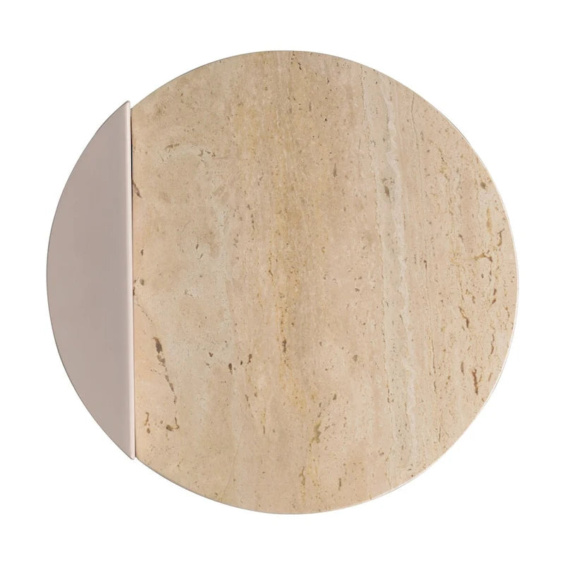 Javier 20 Table d'appoint contemporaine en forme de C, marbre naturel/métal fait à la main, beige/rose beige, par JONATHAN Y.