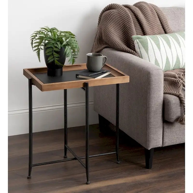 Table d'appoint Kate and Laurel Macabe en bois et fer - 19,75x13,5x23,25