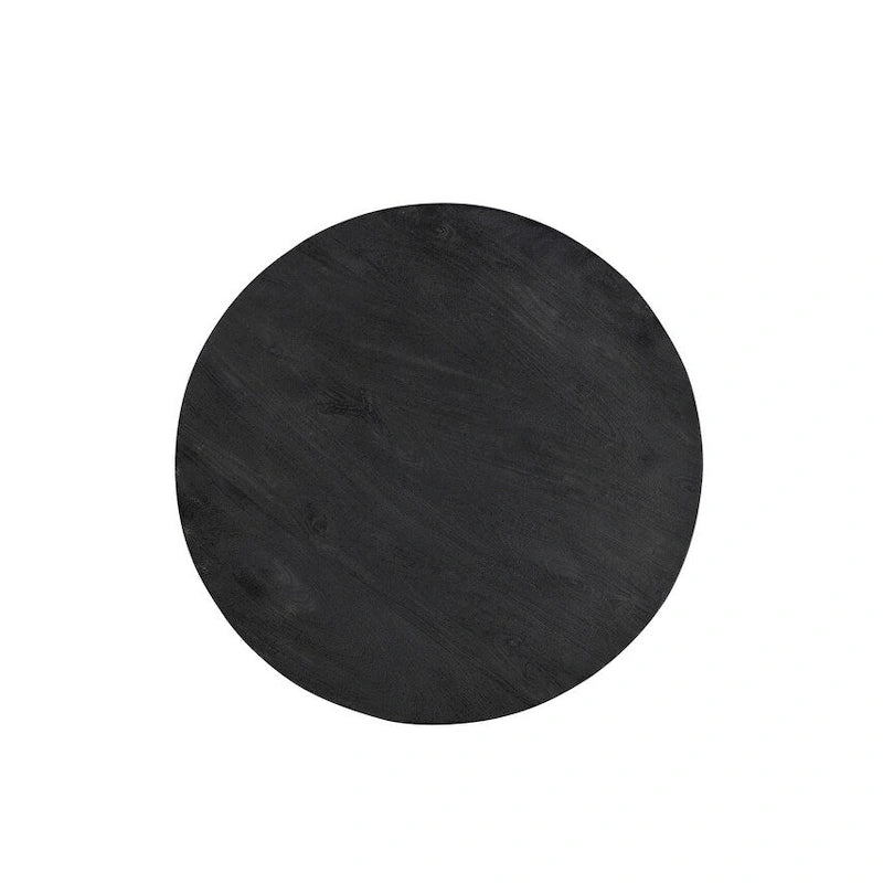 Table basse Timbergirl en bois de manguier noir avec base tambour dorée - 32