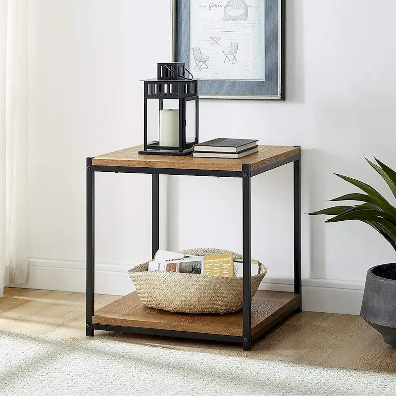 Table d'appoint haute Caffoz avec étagère de rangement