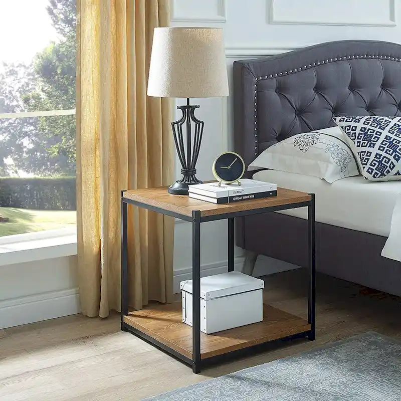 Table d'appoint haute Caffoz avec étagère de rangement