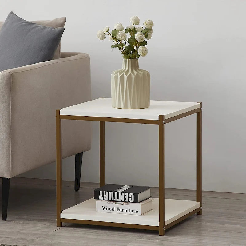 Table d'appoint haute Caffoz avec étagère de rangement