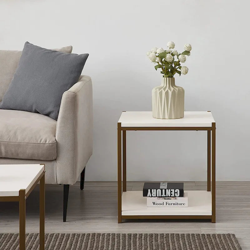 Table d'appoint haute Caffoz avec étagère de rangement