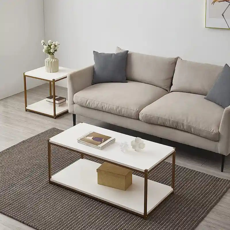 Table d'appoint haute Caffoz avec étagère de rangement