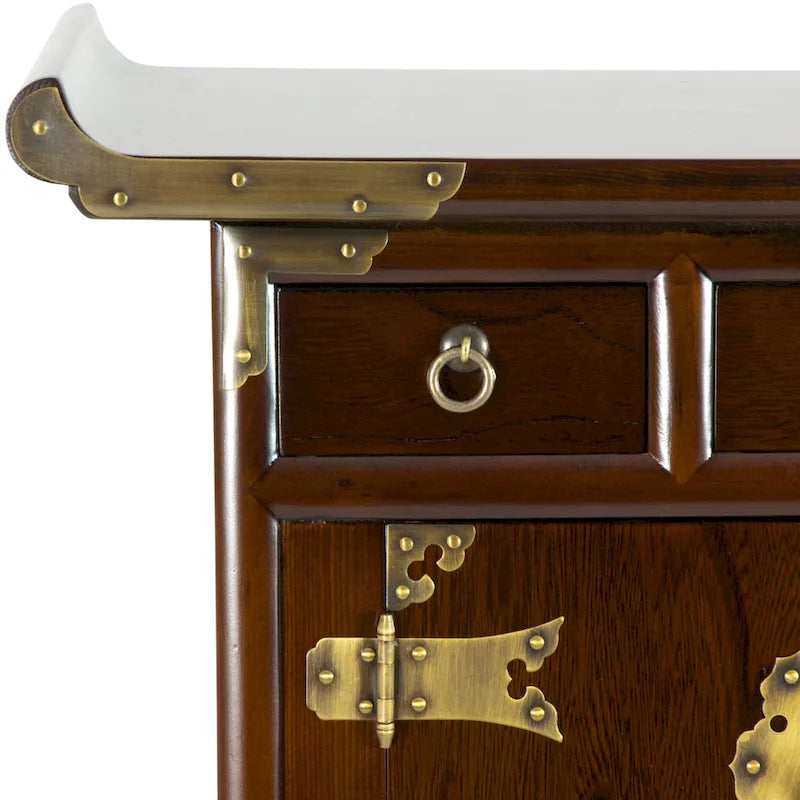 Table de chevet/d'appoint à 3 tiroirs de style antique coréen, fabriquée à la main (Corée)