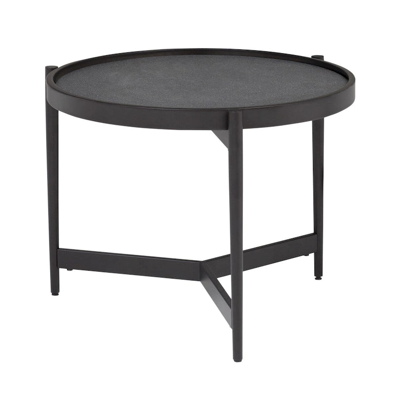 Table d'appoint moderne Estrade Studio Designs Home en métal noir et miroir, 22 po de diamètre, plateau réversible