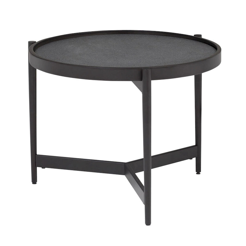 Table d'appoint moderne Estrade Studio Designs Home en métal noir et miroir, 22 po de diamètre, plateau réversible