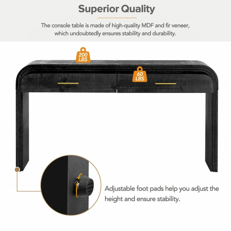 Console Unique Rétro avec Silhouette Ouverte, Deux Tiroirs Supérieurs