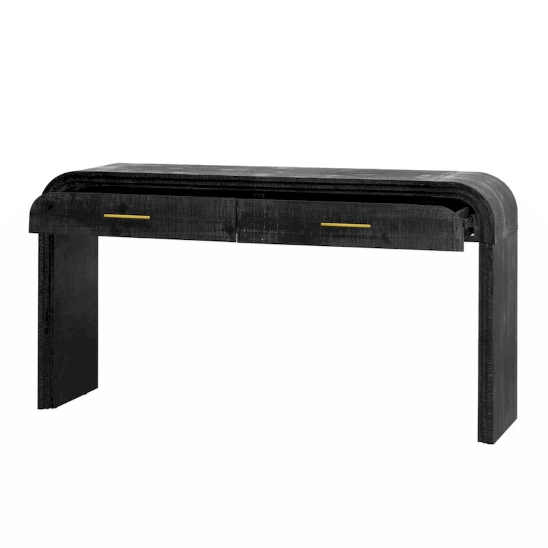 Console Unique Rétro avec Silhouette Ouverte, Deux Tiroirs Supérieurs