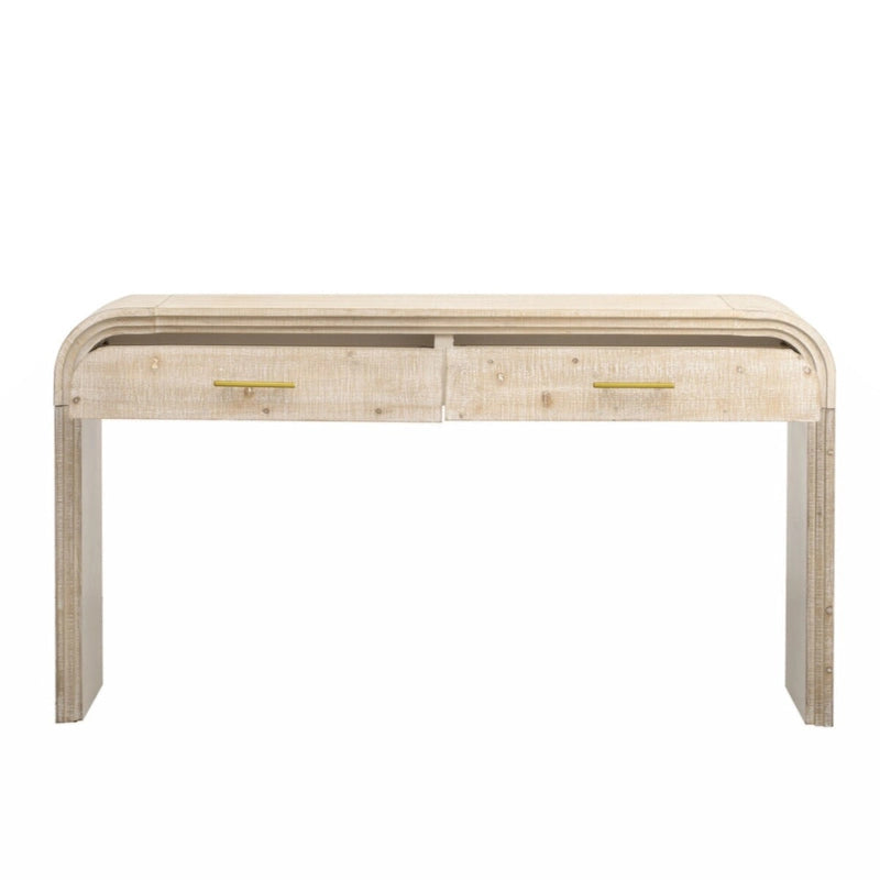 Console Unique Rétro avec Silhouette Ouverte, Deux Tiroirs Supérieurs