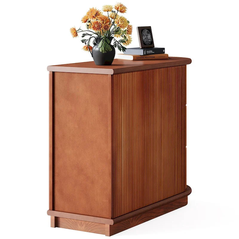 Table d'appoint de chevet en bois massif à 3 tiroirs pour salon (lot de 2)