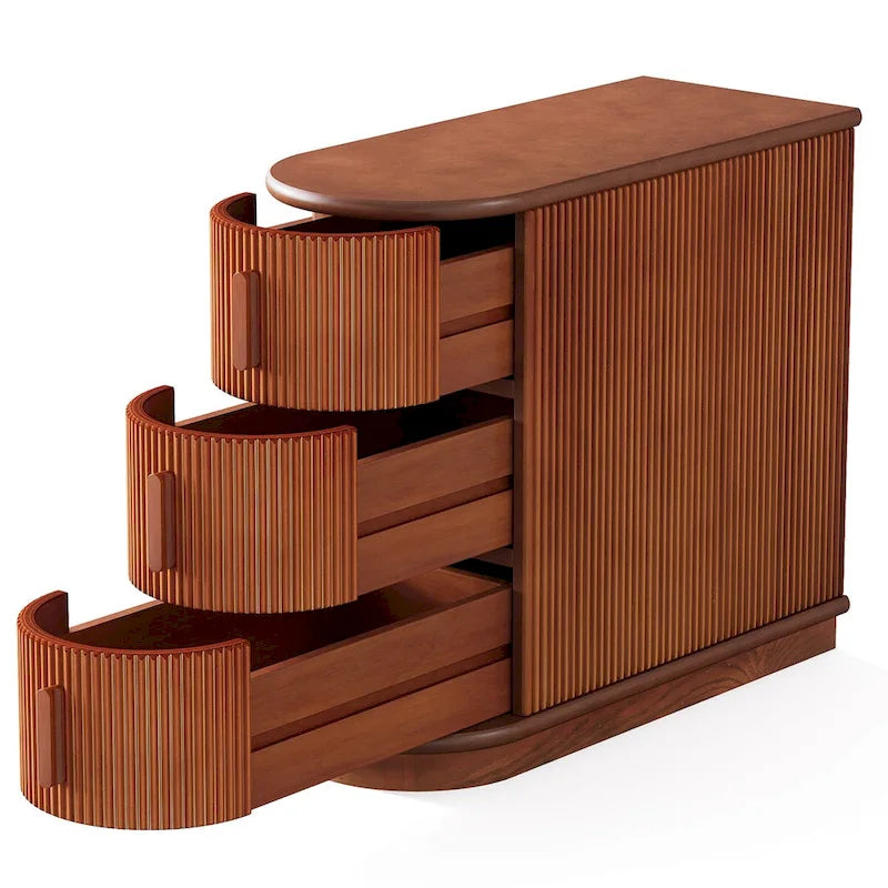 Table d'appoint de chevet en bois massif à 3 tiroirs pour salon (lot de 2)