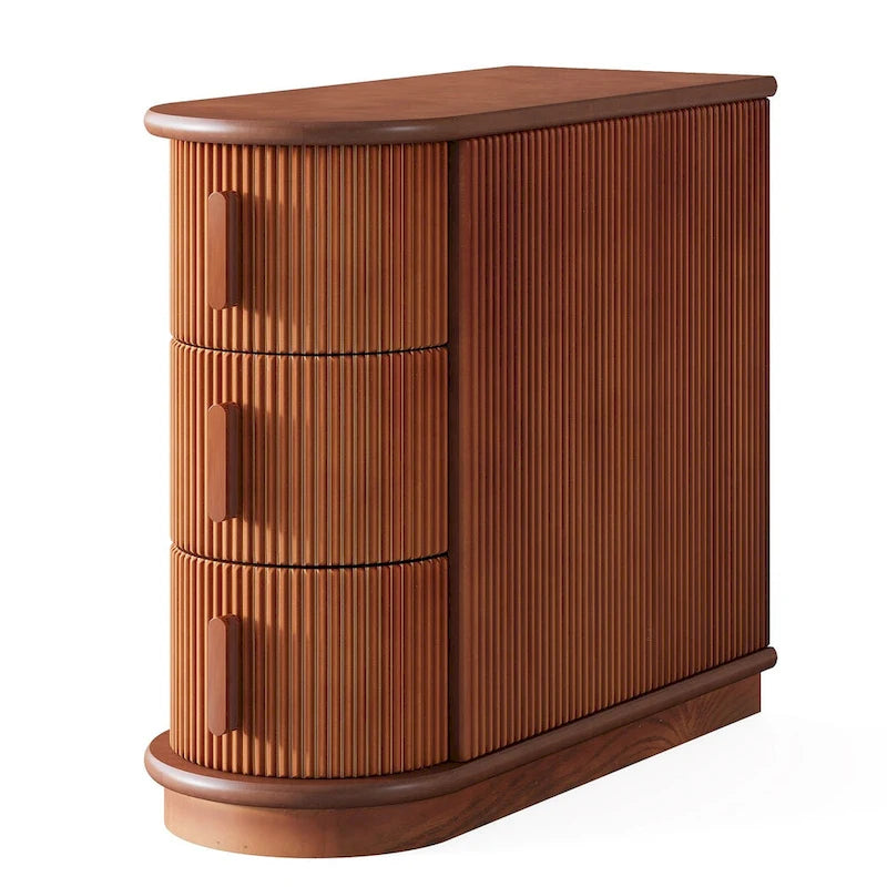 Table d'appoint de chevet en bois massif à 3 tiroirs pour salon (lot de 2)