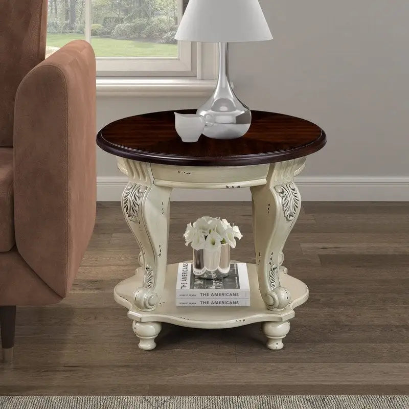 Table d'appoint ronde de 22 pouces avec étagère
