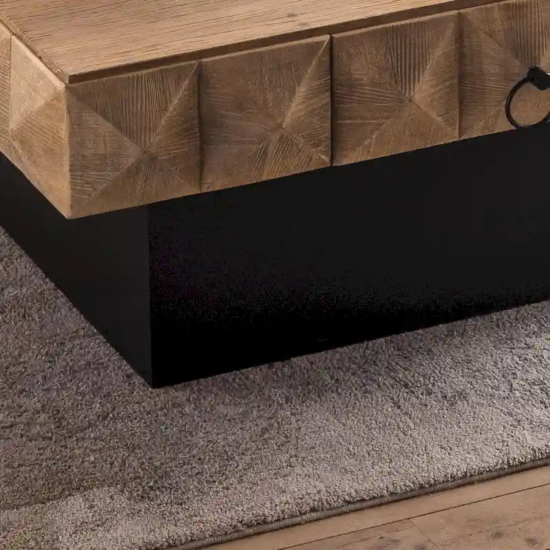 Table basse carrée rétro de 41,73 po avec 2 tiroirs