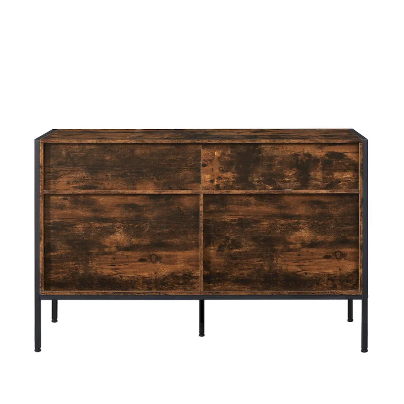 Commode en bois à 7 tiroirs, Armoire de rangement en bois pour chambre à coucher, Meuble à vêtements solide avec cadre en acier robuste