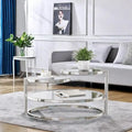 Table basse ronde en verre à 3 niveaux avec plateau rotatif à 360 degrés