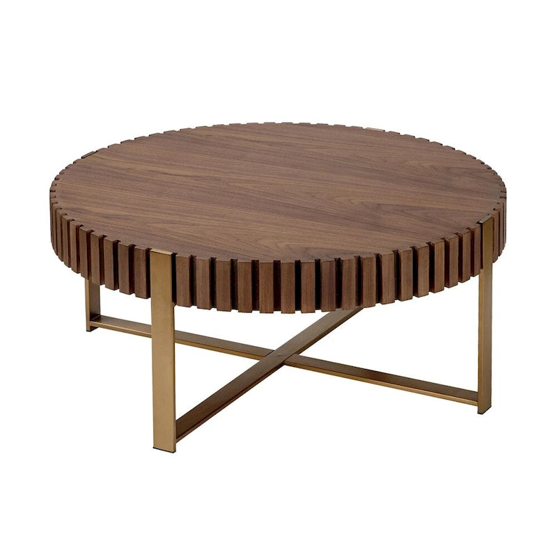 Table basse ronde moderne de 80 cm avec piédestal métallique robuste