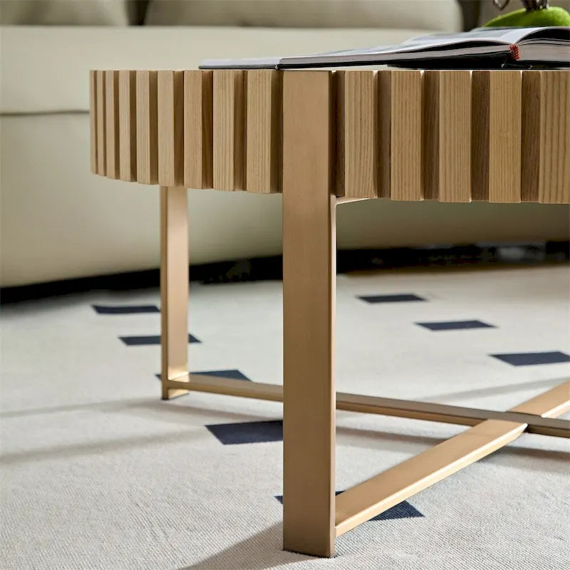 Table basse ronde moderne de 80 cm avec piédestal métallique robuste