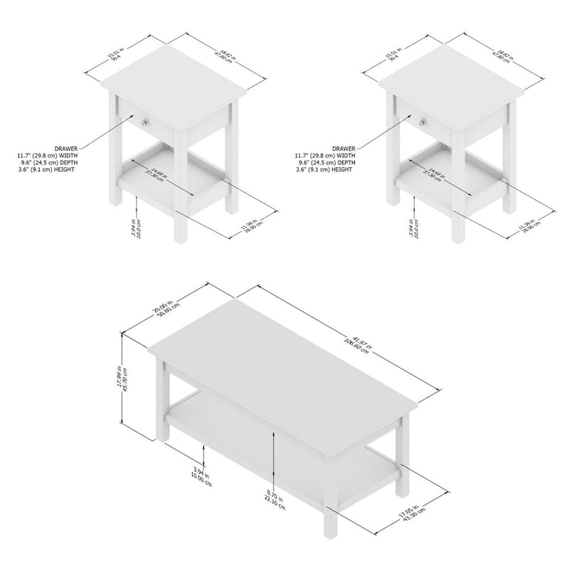 Table basse et tables d'appoint de la collection Mayfield Farmhouse de Bush Furniture