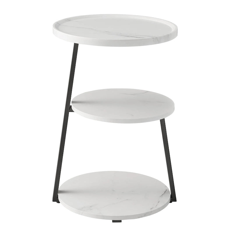 Table d'appoint Skylar à 3 niveaux avec plateau à rebord relevé et pieds asymétriques en métal de style moderne du milieu du siècle