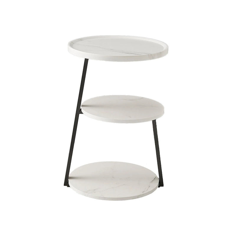 Table d'appoint Skylar à 3 niveaux avec plateau à rebord relevé et pieds asymétriques en métal de style moderne du milieu du siècle