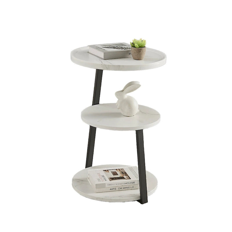 Table d'appoint Skylar à 3 niveaux avec plateau à rebord relevé et pieds asymétriques en métal de style moderne du milieu du siècle
