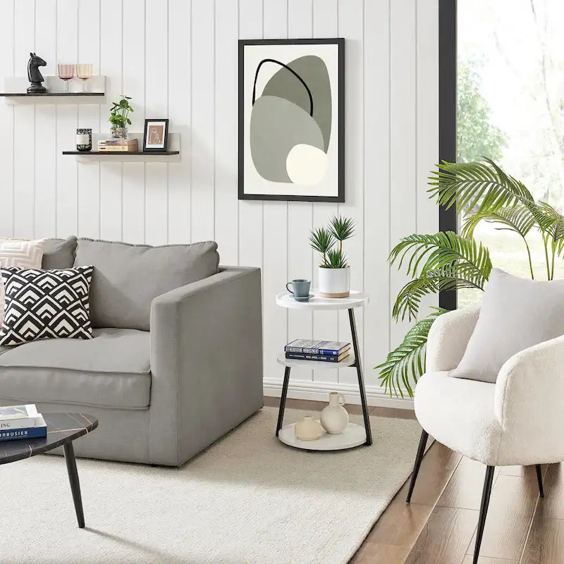 Table d'appoint Skylar à 3 niveaux avec plateau à rebord relevé et pieds asymétriques en métal de style moderne du milieu du siècle