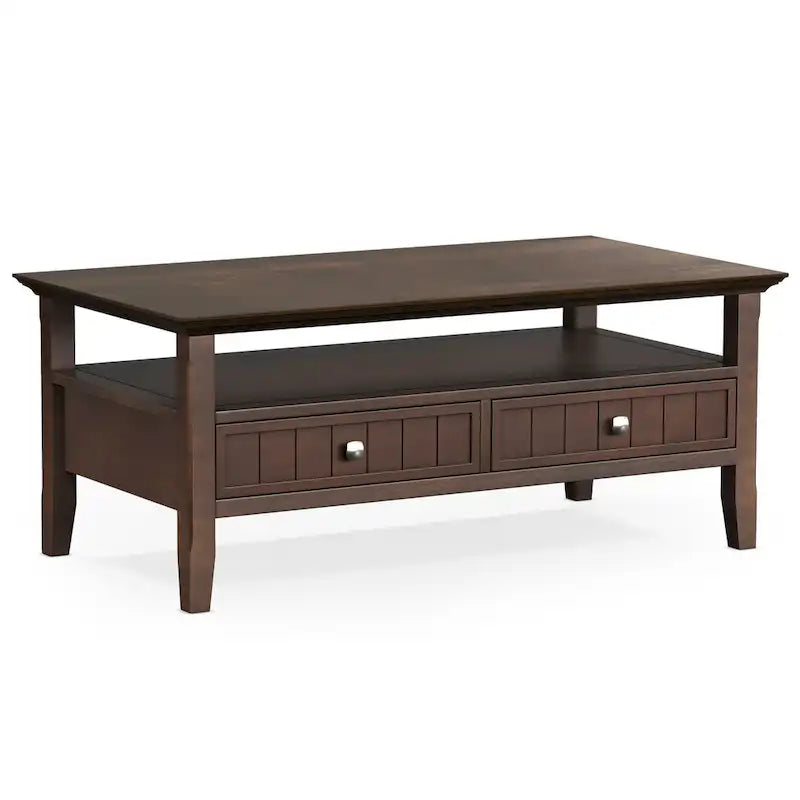 Wyndenhall Normandy Table Basse Transitionnelle Rectangulaire de 122 cm de Large en BOIS MASSIF avec Tiroir, Brunette Brown