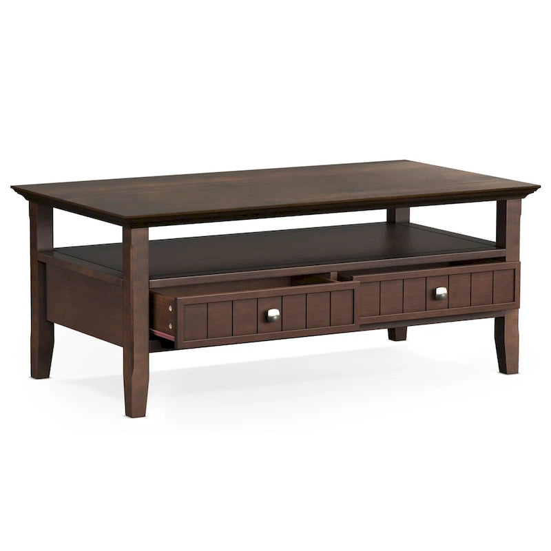 Wyndenhall Normandy Table Basse Transitionnelle Rectangulaire de 122 cm de Large en BOIS MASSIF avec Tiroir, Brunette Brown