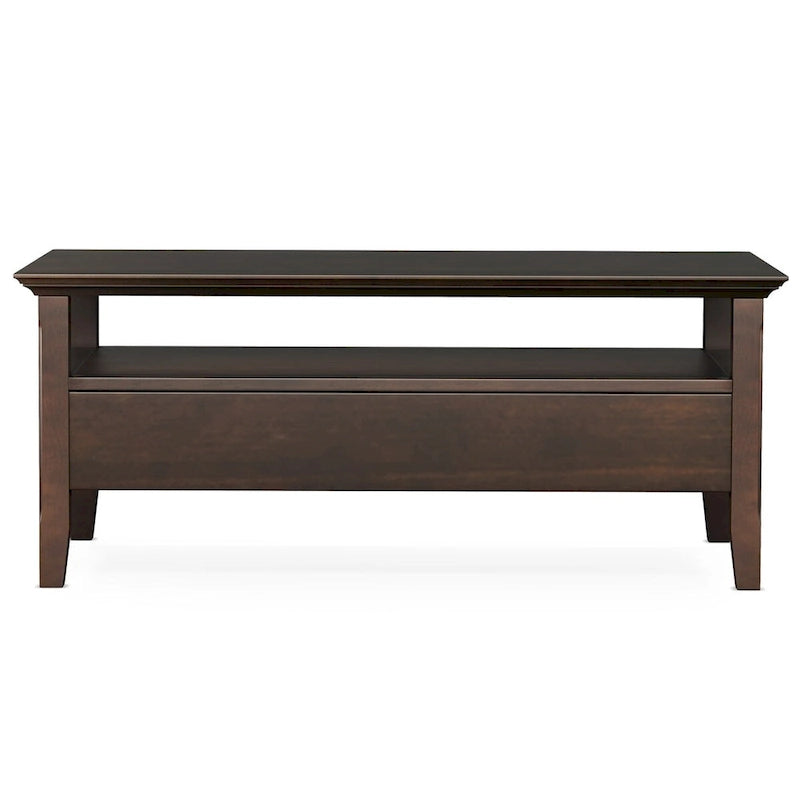 Wyndenhall Normandy Table Basse Transitionnelle Rectangulaire de 122 cm de Large en BOIS MASSIF avec Tiroir, Brunette Brown