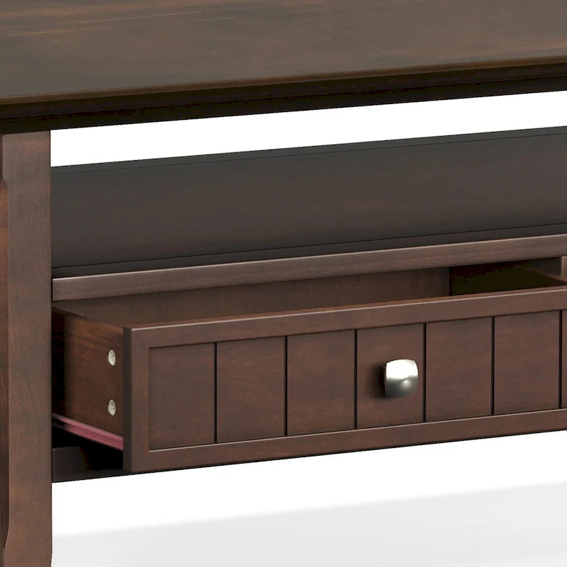 Wyndenhall Normandy Table Basse Transitionnelle Rectangulaire de 122 cm de Large en BOIS MASSIF avec Tiroir, Brunette Brown