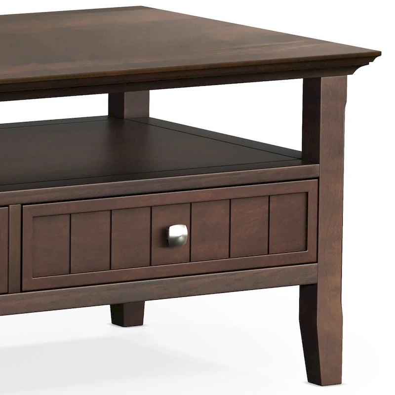 Wyndenhall Normandy Table Basse Transitionnelle Rectangulaire de 122 cm de Large en BOIS MASSIF avec Tiroir, Brunette Brown