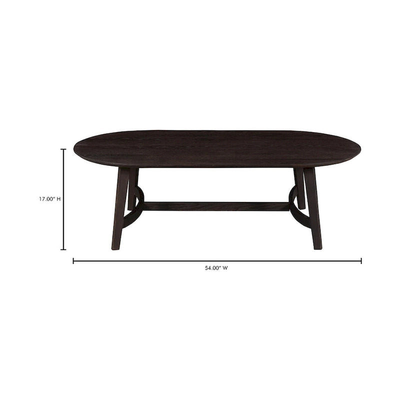 Table basse Aurelle Home Tyier en chêne massif de style moderne du milieu du siècle - 54 L x 17 H x 28 P